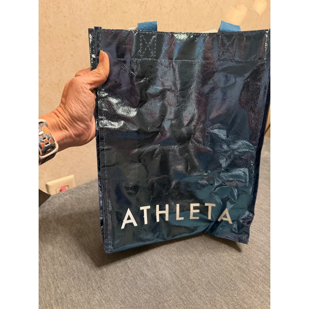 Athleta Reusable Tote Bag Bundle Alicia Keys‎ Metallic Silver Red Navy Blue 3pc